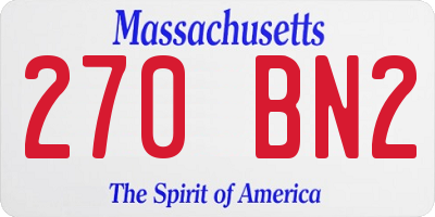 MA license plate 270BN2