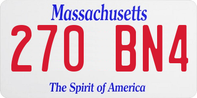 MA license plate 270BN4