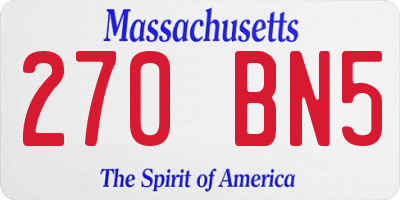 MA license plate 270BN5
