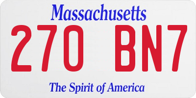 MA license plate 270BN7