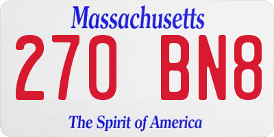 MA license plate 270BN8