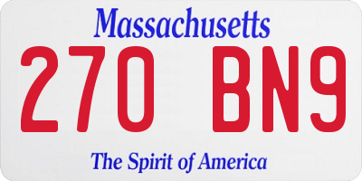 MA license plate 270BN9