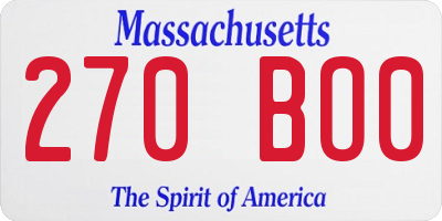 MA license plate 270BO0
