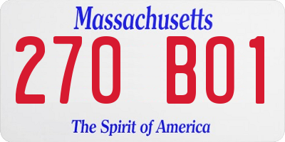 MA license plate 270BO1