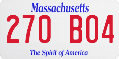 MA license plate 270BO4