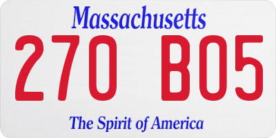 MA license plate 270BO5