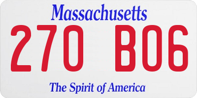 MA license plate 270BO6