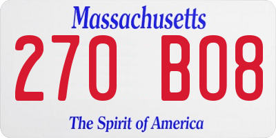 MA license plate 270BO8