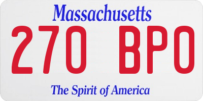 MA license plate 270BP0