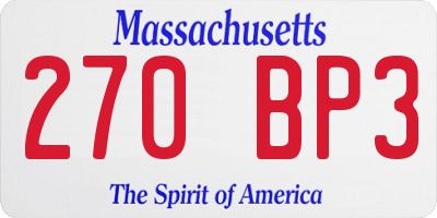 MA license plate 270BP3