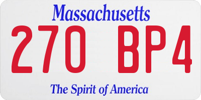 MA license plate 270BP4