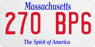 MA license plate 270BP6