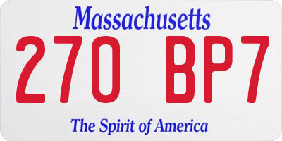 MA license plate 270BP7