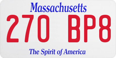 MA license plate 270BP8