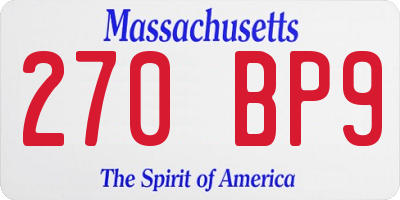 MA license plate 270BP9