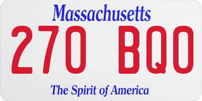 MA license plate 270BQ0