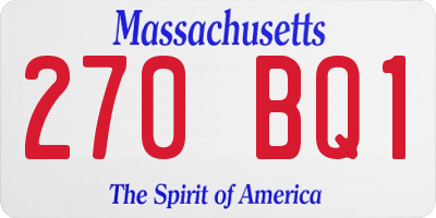 MA license plate 270BQ1