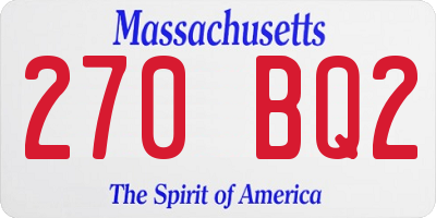 MA license plate 270BQ2