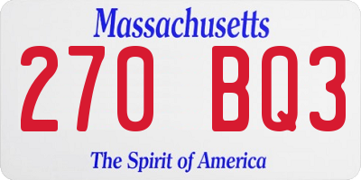 MA license plate 270BQ3
