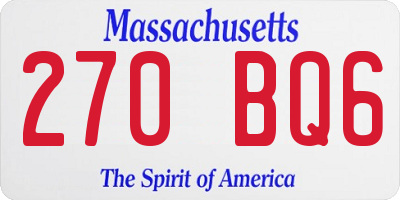 MA license plate 270BQ6