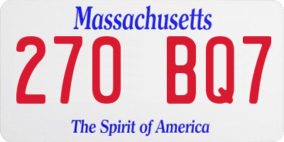 MA license plate 270BQ7
