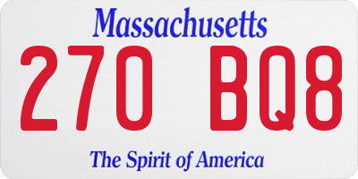 MA license plate 270BQ8