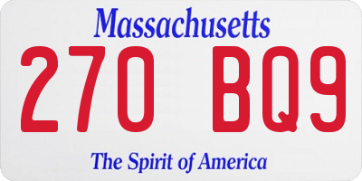 MA license plate 270BQ9