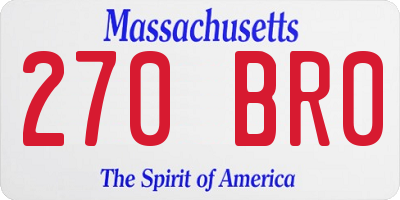 MA license plate 270BR0
