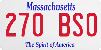 MA license plate 270BS0