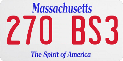MA license plate 270BS3
