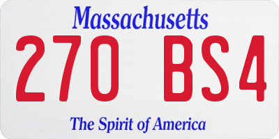 MA license plate 270BS4