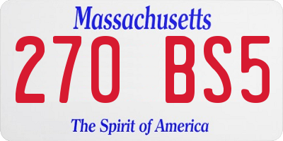 MA license plate 270BS5