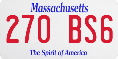 MA license plate 270BS6