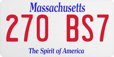 MA license plate 270BS7