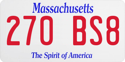 MA license plate 270BS8