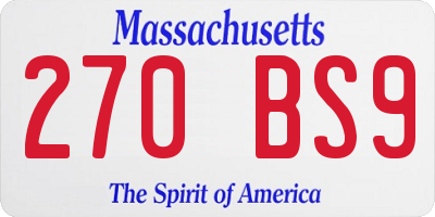 MA license plate 270BS9