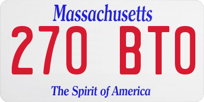 MA license plate 270BT0