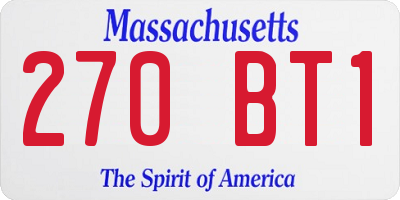 MA license plate 270BT1