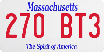 MA license plate 270BT3