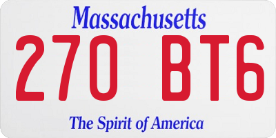 MA license plate 270BT6