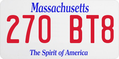 MA license plate 270BT8
