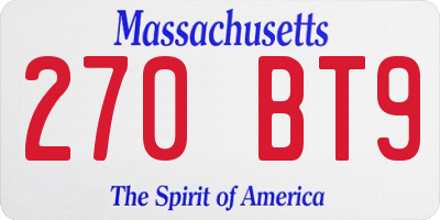 MA license plate 270BT9