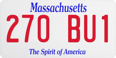 MA license plate 270BU1