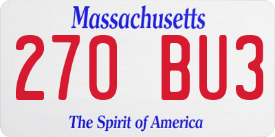 MA license plate 270BU3