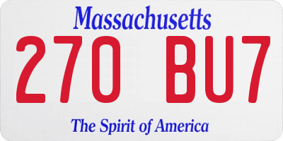 MA license plate 270BU7
