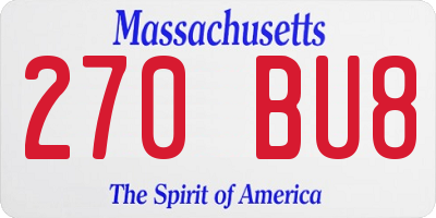 MA license plate 270BU8