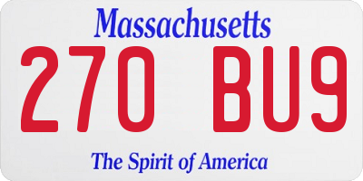 MA license plate 270BU9