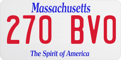 MA license plate 270BV0