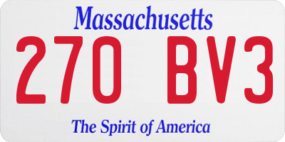 MA license plate 270BV3
