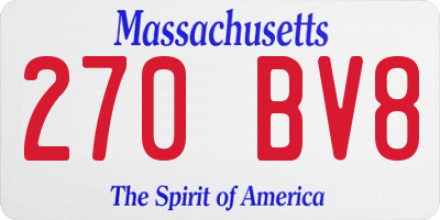 MA license plate 270BV8